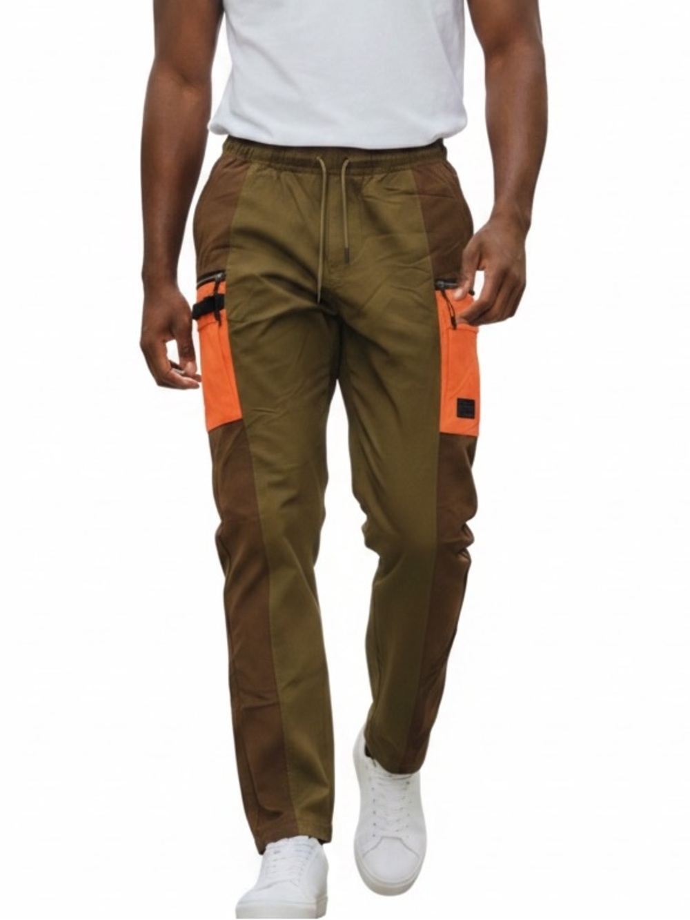 Motive NWT Men's Olive & Orange Contrast Utility Joggers